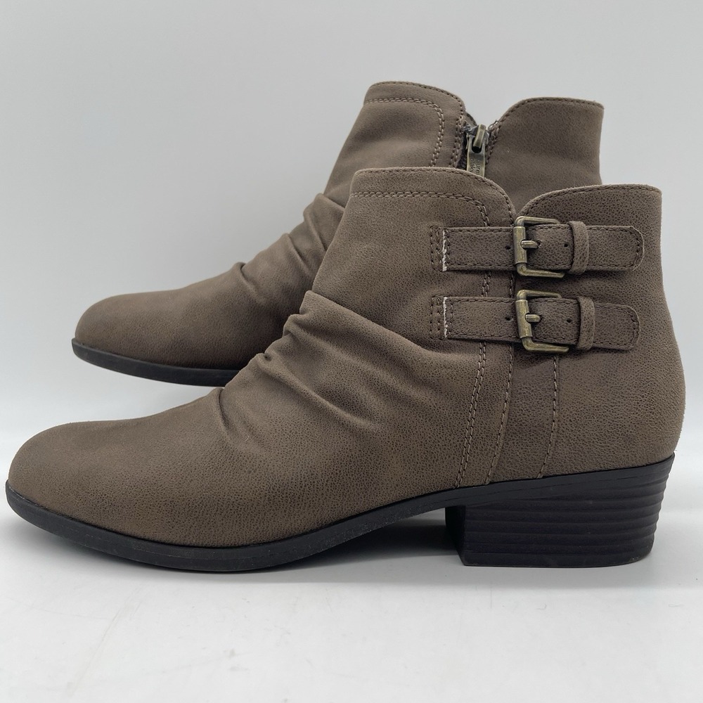 Lauren Blakwell Womens 9 Bootie Lyla Ankle Boots Buckle Zip Brown Faux Leather